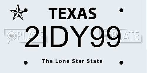 2IDY99 Texas License Plate