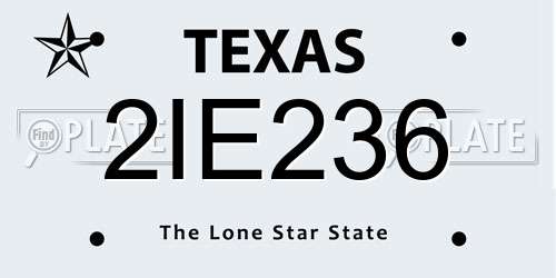 2IE236 Texas License Plate