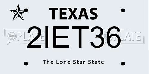 2IET36 Texas License Plate