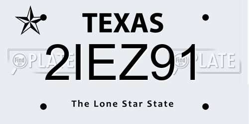 2IEZ91 Texas License Plate