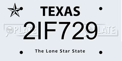 2IF729 Texas License Plate