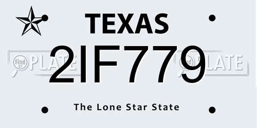 2IF779 Texas License Plate