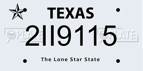 2II9115 Texas License Plate