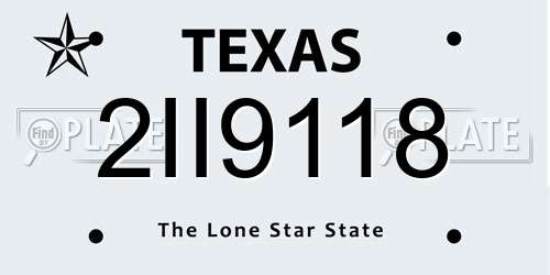 2II9118 Texas License Plate