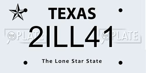 2ILL41 Texas License Plate