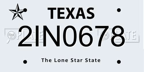2IN0678 Texas License Plate