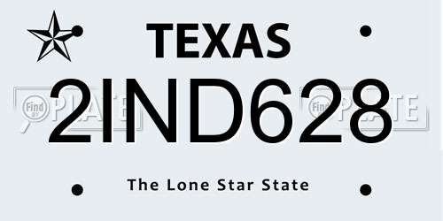 2IND628 Texas License Plate