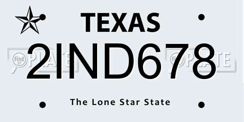 2IND678 Texas License Plate