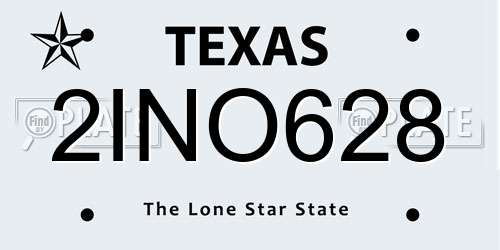 2INO628 Texas License Plate
