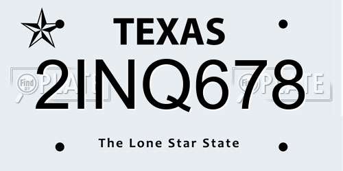 2INQ678 Texas License Plate