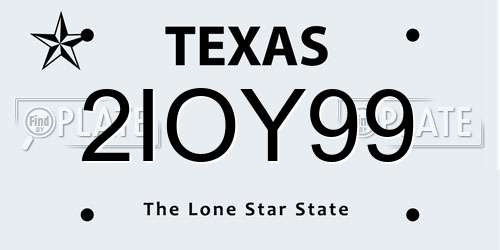 2IOY99 Texas License Plate