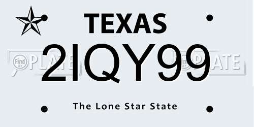 2IQY99 Texas License Plate