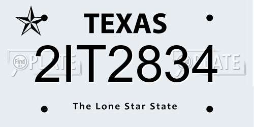 2IT2834 Texas License Plate