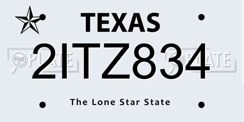 2ITZ834 Texas License Plate