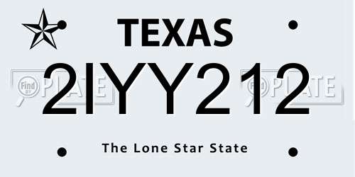 2IYY212 Texas License Plate