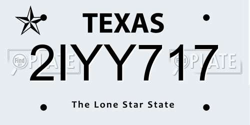 2IYY717 Texas License Plate