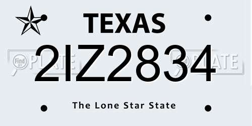 2IZ2834 Texas License Plate