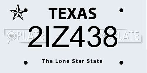 2IZ438 Texas License Plate