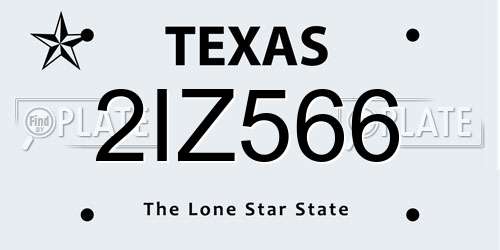 2IZ566 Texas License Plate
