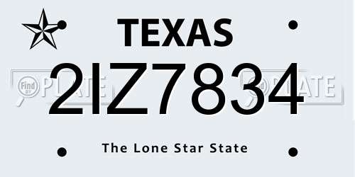 2IZ7834 Texas License Plate