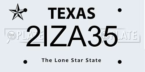 2IZA35 Texas License Plate