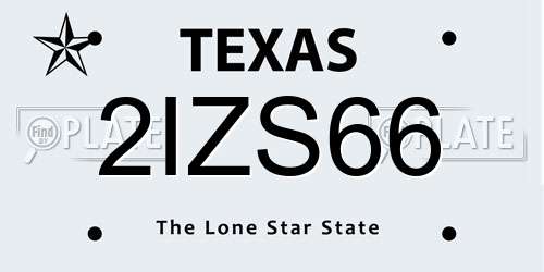 2IZS66 Texas License Plate