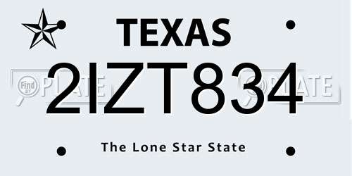 2IZT834 Texas License Plate