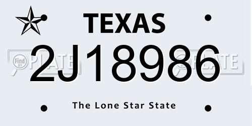 2J18986 Texas License Plate