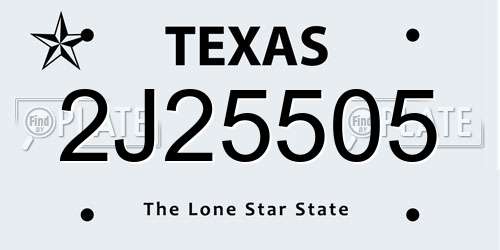 2J25505 Texas License Plate