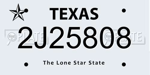 2J25808 Texas License Plate