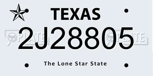 2J28805 Texas License Plate