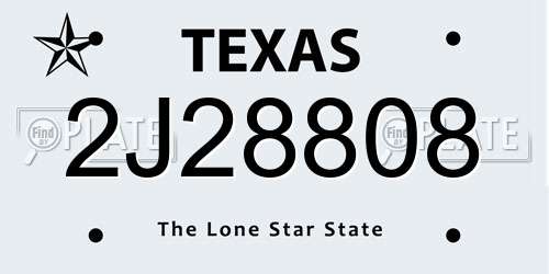 2J28808 Texas License Plate