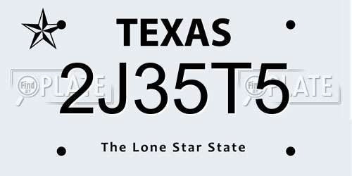 2J35T5 Texas License Plate