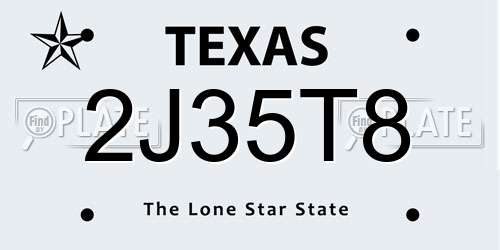 2J35T8 Texas License Plate