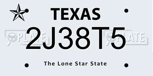 2J38T5 Texas License Plate