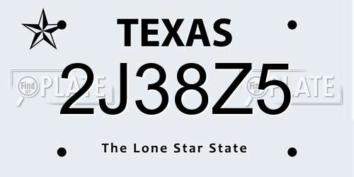 2J38Z5 Texas License Plate
