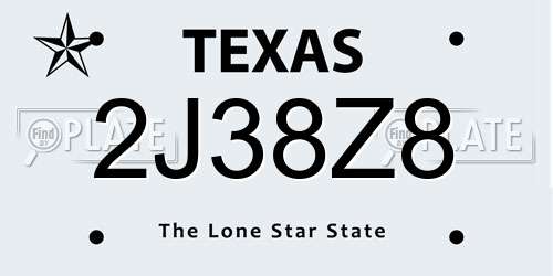 2J38Z8 Texas License Plate