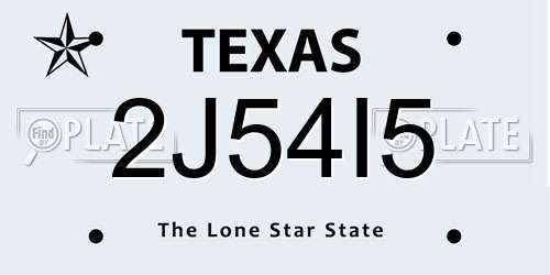 2J54I5 Texas License Plate