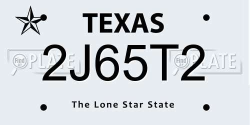 2J65T2 Texas License Plate