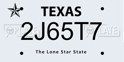 2J65T7 Texas License Plate