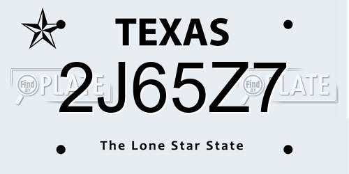2J65Z7 Texas License Plate