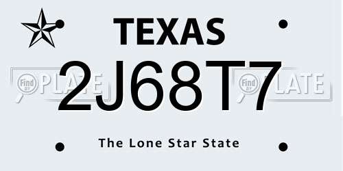 2J68T7 Texas License Plate