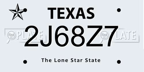 2J68Z7 Texas License Plate