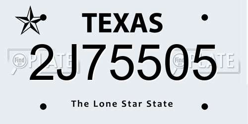 2J75505 Texas License Plate