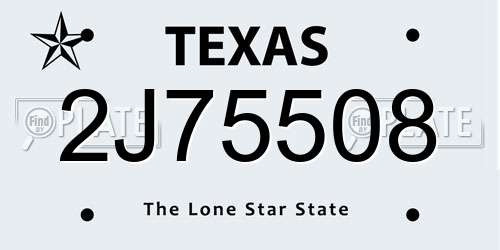 2J75508 Texas License Plate
