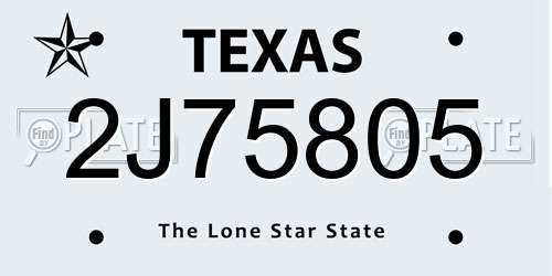 2J75805 Texas License Plate