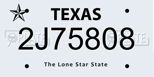 2J75808 Texas License Plate