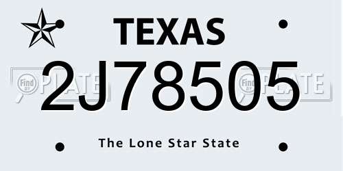 2J78505 Texas License Plate