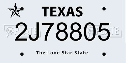 2J78805 Texas License Plate