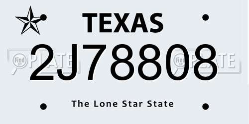 2J78808 Texas License Plate